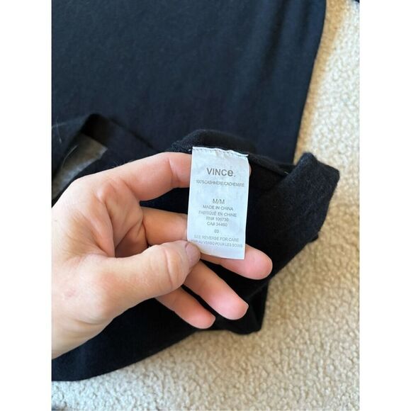 Vince Cashmere Colorblock Sweater Dress size M Black Gray Long Sleeve - Picture 8 of 9